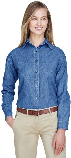 UltraClub Ladies' Cypress Denim Long Sleeve Dress Shirt